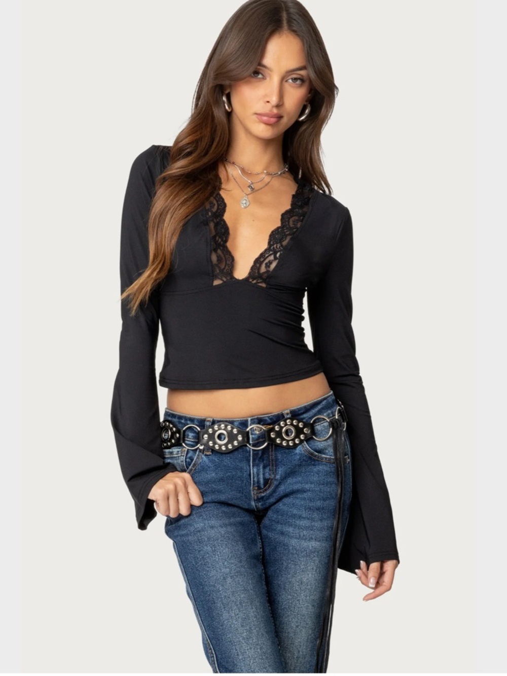 Edikted Black Long Sleeve Top